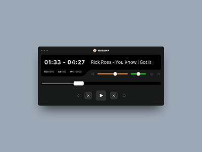 Winamp 2020 90s dailui daily challange daily ui 009 dark ui design hiphop minimal music music app music player pczohtas retro spotify uiux winamp