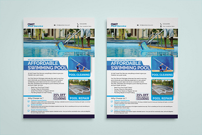 Swimming Pool Service Flyer Design adobe illustrator banner ads banner design branding branding design design flyer design flyer design template illustration instagram banner social media design vector