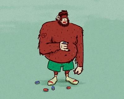 Quarantined Bigfoot beer characterdesign drinking illustration quarantine underwear