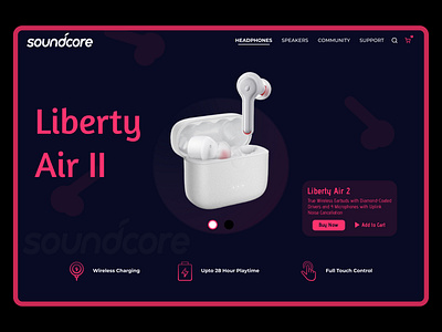 Soundcore Earphones Product Page Web UI Concept creative dailyui debutshot designer designinspiration designthinking digitaldesign product page ui uidesign uiinspiration uitrends uiux uiuxdesign user interface userinterface uxdesign webdesign website websitedesign