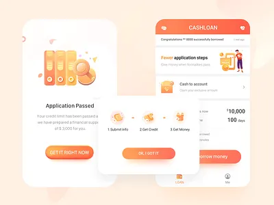 Loan interface app banner clean design icon illustration mobile ui money app simple ui ux