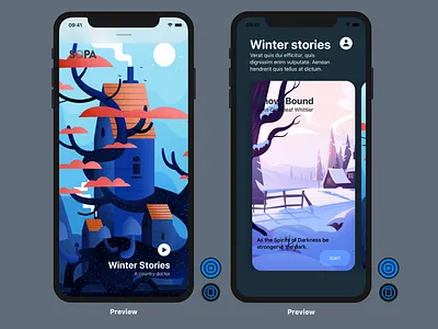 Winter Stories apple design ios prototype swift swiftui ui ux