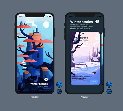 Winter Stories apple design ios prototype swift swiftui ui ux