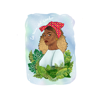 La reina del combo, Goyo african american camila colombia colombian illustration folklore illustration latinx musician portrait prints quintana representation tropical leaves women empowerment women in illustration