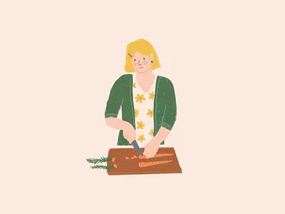 Chopping Carrots carrots compost composting food girl illustration ipad kitchen procreate