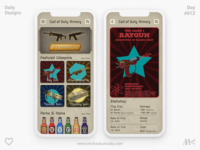 Daily Designs in Quarantine #012 app bottle callofduty cod codzombies coronavirus covid19 daily design illustration ios juggernaut juggernot perks raygun thundergun ui ux waffle zombies