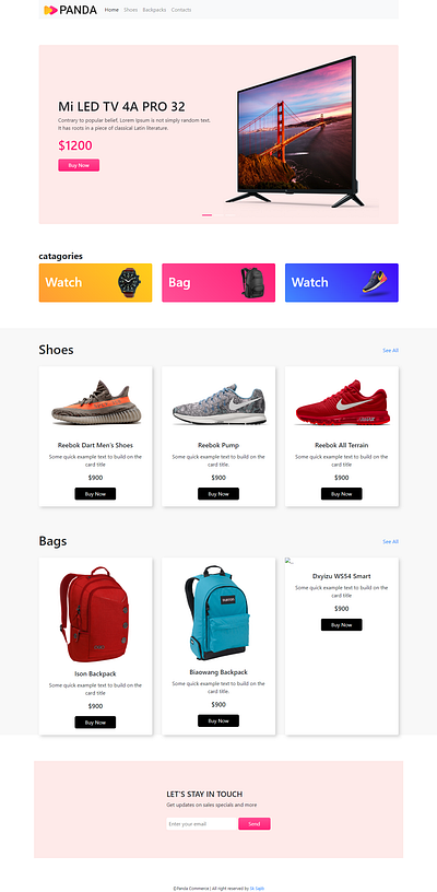 Panda E-Commerce Shop Website bootstrap bootstrap 4 carousel css css grid e comerce e commerce app e commerce shop ecommerce ecommerce design flexbox flexible layouts homepage html5 landing page web design webdesign website website concept website design