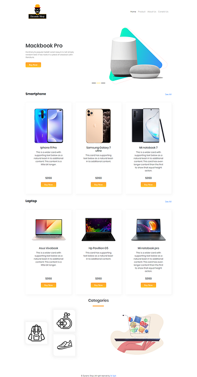 Dynamic Shop | Ecommerce Business Website bootstrap 4 carousel css grid e commerce app e commerce shop ecommerce ecommerce design flexbox flexible layouts home page homepage design html 5 html css web design web layouts website design