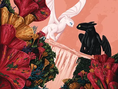 How to Train Your Dragon: The Hidden World amp digital art digital painting dragon dreamworks hidden world httyd illustration light fury movie movie poster night fury poster poster design surface studio toothless