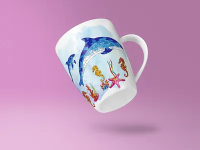 Marine Gaudi Mosaic Mug barcino coastal gaudi illustration industrial industrial design marine mosaic mug vector