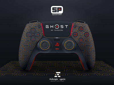 DualSense Ghost of Tsushima controller custom design dualsense dualshock ghostoftsushima illustrator japan playstation suckerpunch vector videogame