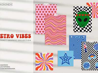 Retro Vibes Graphic Set 60s 70s