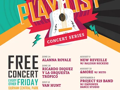 Funky Poster Design for Summer Concert Series adobe illustrator branding bright bright color creative direction design funky graphic design graphic elements graphicdesign illustration illustrator logo organic poster design posters vector