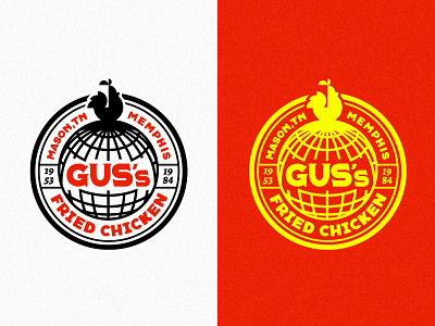 Gus's Fried Chicken badge branding chicken fried chicken logo memphis typography