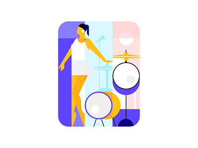 Singing Girl! character design drum drummer drums girl illustration illustrator iran iranian persian procreate purple sing singer song vector women