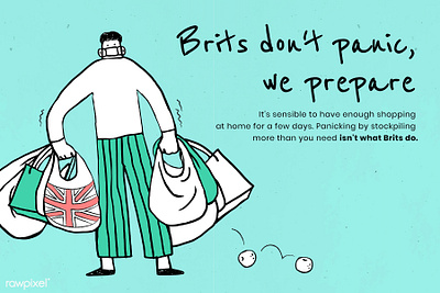 rawpixel & H+K covid-19 Study: Brits don't panic, we prepare british corona virus coronavirus covid covid 19 covid 19 covid19 digital art doodle free freebie graphic hoarding illustration minimal panic buy pastel prepare stockpiling vector