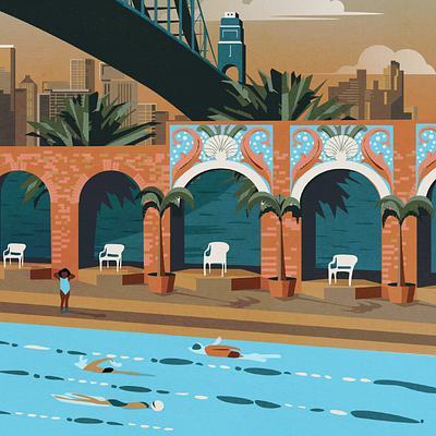 North Sydney Olympic Pool design illustration vector