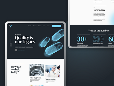 Vitex Pharmaceutical branding clean design illustration layout minimal typography ui vector website