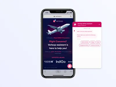 Airline Query Chatbot Mobile - Covid-19 airline bot chatbot design flight interaction interface ios iphone mobile responsive design ui ux
