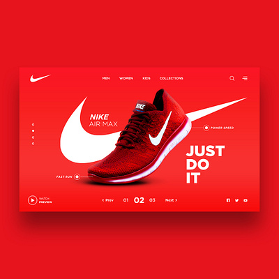 Web Design for Nike Shoes airmax creative designs fashion justdoit landingpage nike nike shoes red speed sport store ui design uiux webdesign