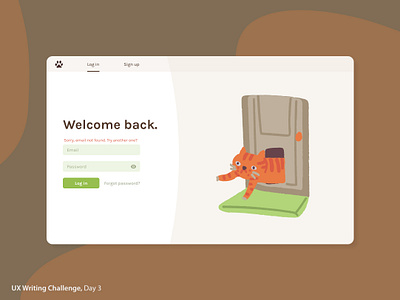 UX Writing Challenge, Day 3 email interface invalid invalid email login form registration form sign in form ui design ux writing warning warning mesage web