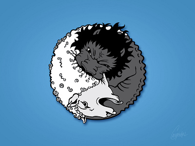 LIONLAMB design illustrator lamb lion vector yingyang