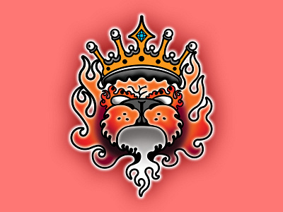 FLAMING LEO crown fire flames illustraion king leo lion vector