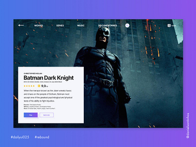 Daily UI #025 - TV App (Rebound) 025 app design aveiro batman dailyui dailyui 025 dailyuichallenge elvas freelancer graphic designer grid store television tv tv app ui design ui designer ui ux ux ui ux design
