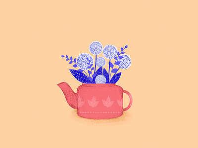 Teapot Flowers botanical branding color design drawthisinyourstyle flowers hand drawn illustration italy lilac logo nature pink pot spring travel vase visual