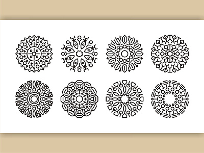 MANDALA SET arabic art background decoration design element ethnic floral flower indian mandala meditation motif oriental ornament pattern round tribal vector vintage