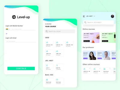 Level-up - Online Education App app design appconcept bangalore designers education app educational figma figma design gradient graphic india learning app light theme online courses school app study uidesign uiux visual design