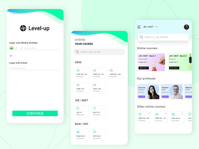 Level-up - Online Education App app design appconcept bangalore designers education app educational figma figma design gradient graphic india learning app light theme online courses school app study uidesign uiux visual design