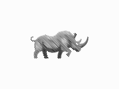 Rhino animals identity lines logo mark power rhino rhinoceros scratchboard wild