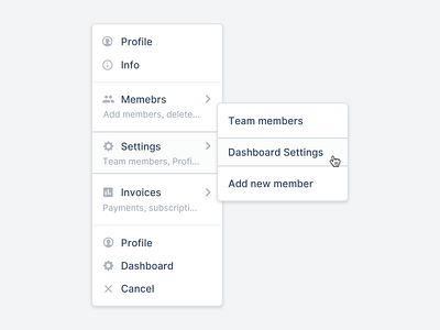 Web Dropdown Menu analytics app application clean closer dashboard desktop dropdown dropdowns font icon menu product typography ui user experience user interface ux web