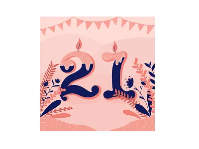 21th Birthday 21 birthday birthday card birthday illustration handlettering numbers