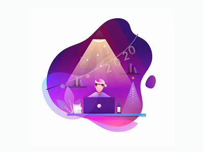 FREE illustration Christmas at home design frebie free freelance gradient home illustration night work