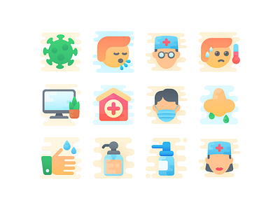 Cute Clipart: Healthcare coronavirus covid 19 design doctor hands health home icon icon set illustrator mask ui ux vector virus web