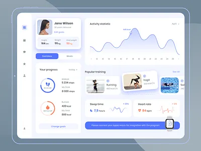 Tracker health dashboard clean dashboard design dribbble fashion fitness graphic health ios new popular running sport tablet tracker trendy ui uiux ux yoga