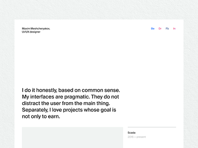 Personal website clean design first screen homepage meshcher meshcheryakov mshr personal personal website portfolio portfolio design scandinavian ui ux web web design white