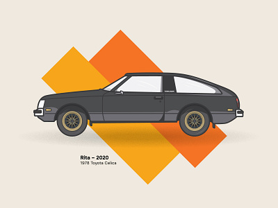 Toyota Celica 70s auto car celica flat illustraion line model postcard poster simple summer toyota vintage