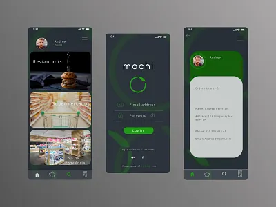 Mochi app design - dark theme app dark mode dark theme dark ui design design app digital ui