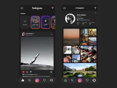 Instagram Redesign Concept android app app design app designer app ui app ui design concept facebook flat flatdesign instagram instagram concept instagram post instagram stories instagram ui ios iphone social social ui ui