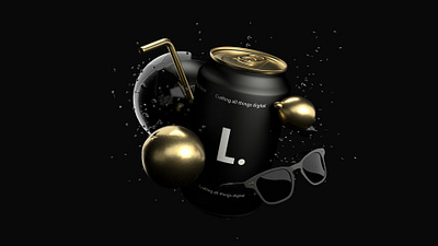 Black and gold summer 3d beer can black c4d cinema4d concept contemporary design digital gold lighting material summertime