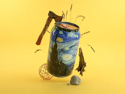 Canned Culture 3d 3d art 3d artist art axe branding calm can clean design illustration painting yellow