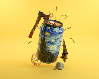 Canned Culture 3d 3d art 3d artist art axe branding calm can clean design illustration painting yellow
