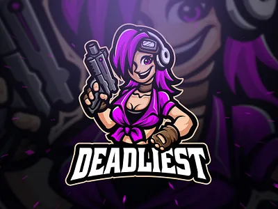 Deadliest Character Mascot Logo beauty branding cartoon character elegant esport esports game gamer gaming girly gun logo logodesign manga mascot sniper sports branding war woman