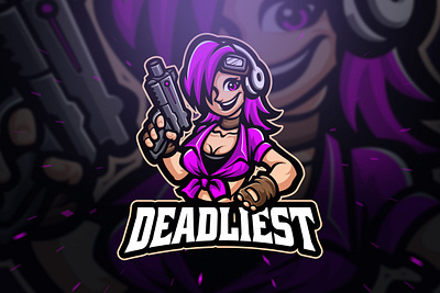 Deadliest Character Mascot Logo beauty branding cartoon character elegant esport esports game gamer gaming girly gun logo logodesign manga mascot sniper sports branding war woman