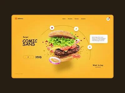 Burger Delivery Website Home Screen Concept burger comic sans daliy ui delivery delivery service design figma illustraion inspiration interface landing page landingpage minimalism photoshop typography ui userinterface ux web webdesign