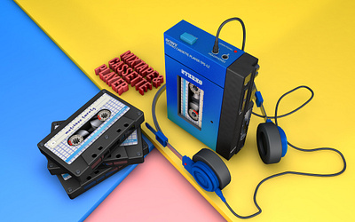 mixtape 3d 3d designer 90s 90s kids bahrain batang 90s cassette player designer dribble graphics illustration mixtape music philippines riyah baylon vector