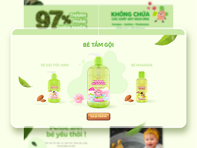 Interface Products | Website Purité Baby bottle cherry blossom concept desktop green illustration ingredient interface kid leaf liquid natural shower ui ux wash web design website